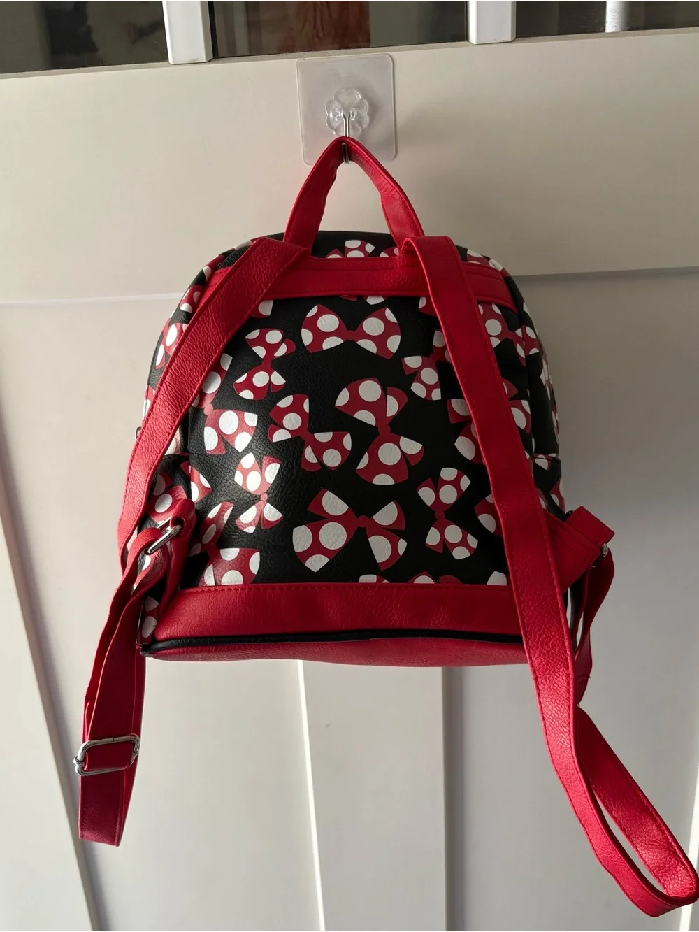 Disney Parks Minnie Mouse BOWS Mini Backpack Polka Dot Bag Handbag World EUC